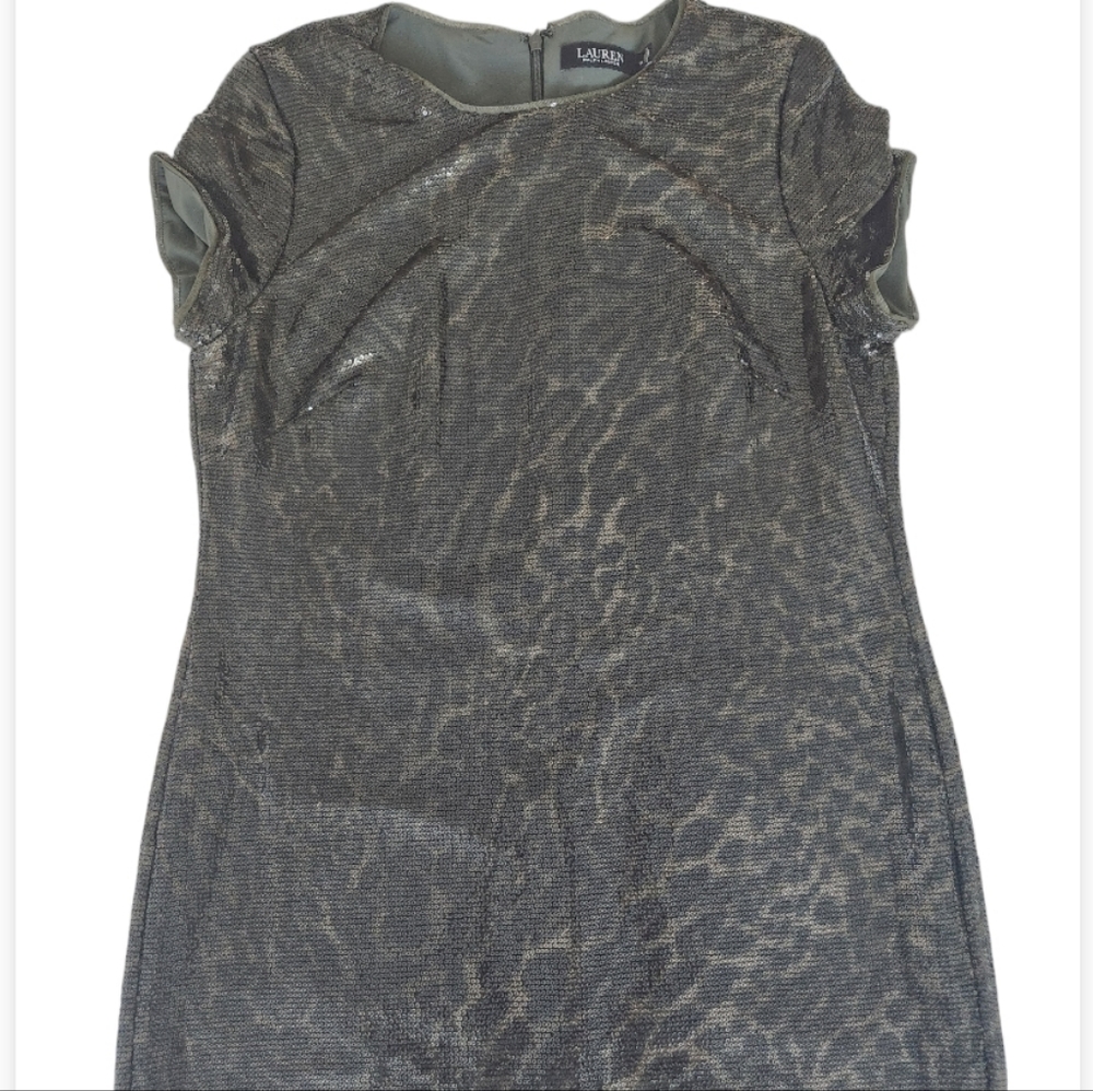 Ralph Lauren Black Label Ocelet Print Sequined Cocktail Party Dress Black Label - Picture 7 of 10